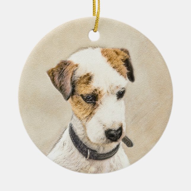 Parson Jack Russell Terrier Painting - Hund Art Julgransprydnad Keramik (Framsidan)