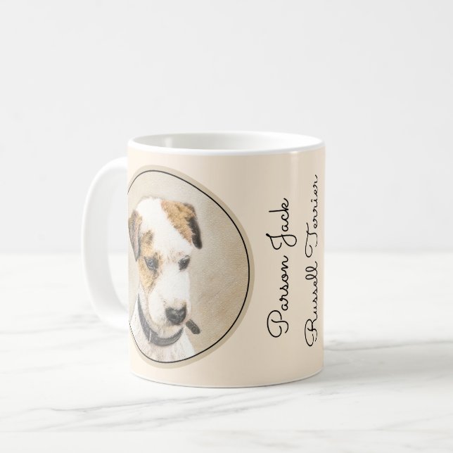 Parson Jack Russell Terrier Painting - Hund Art Kaffemugg (Framsida vänster)