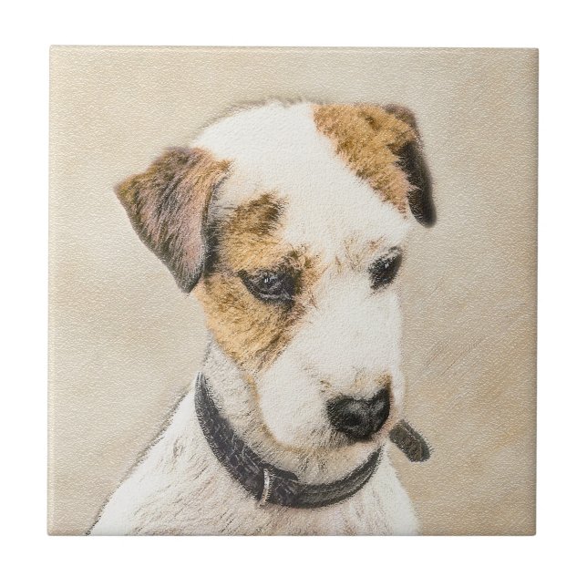 Parson Jack Russell Terrier Painting - Hund Art Kakelplatta (Framsidan)