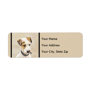 Parson Jack Russell Terrier Painting - Hund Art Returadress Etikett