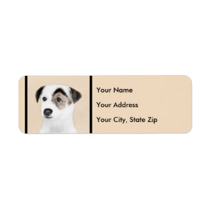 Parson Jack Russell Terrier Painting - Hund Art Returadress Etikett