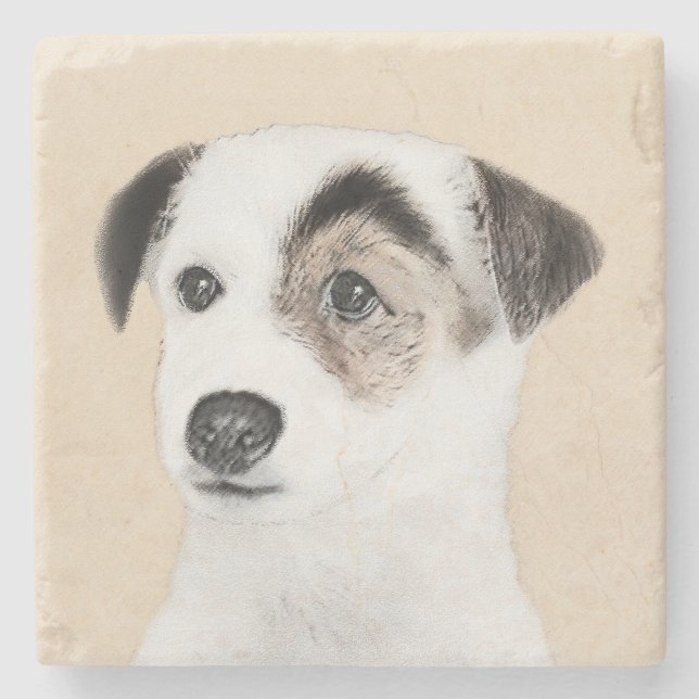 Parson Jack Russell Terrier Painting - Hund Art Underlägg Sten (Framsidan)