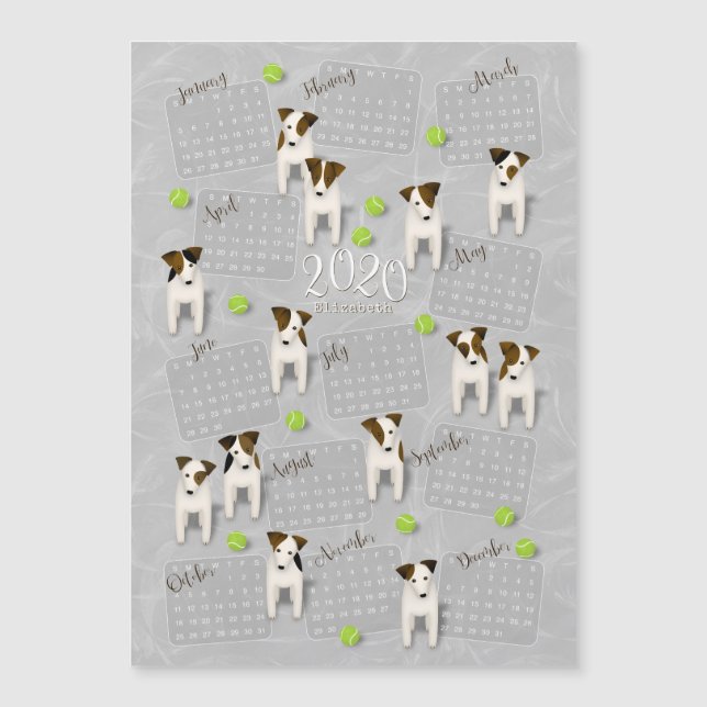 Parson Jack Russell Terriers grått 2020-kalender (Framsida)