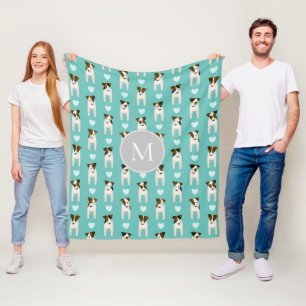Parson Jack Russell Terriers mönster light teal Fleecefilt