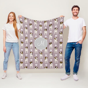 Parson Jack Russells mönster monogrammed lilac Fleecefilt