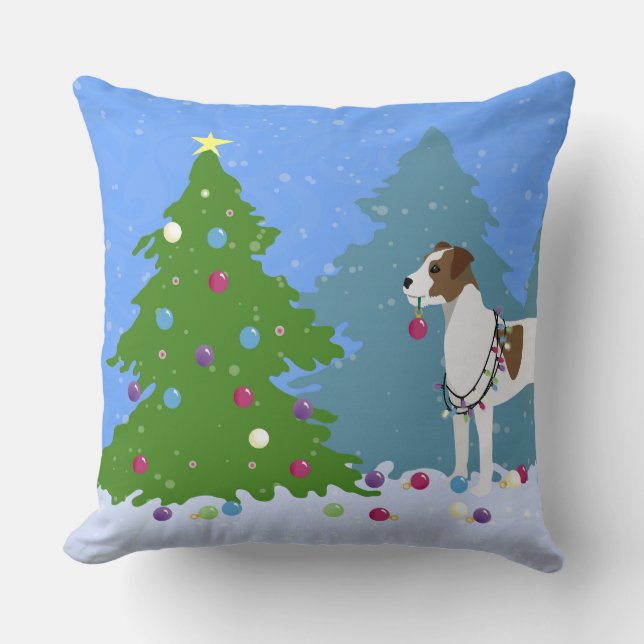 Parson Russell Terrier Decorating Julgran Kudde (Framsida)