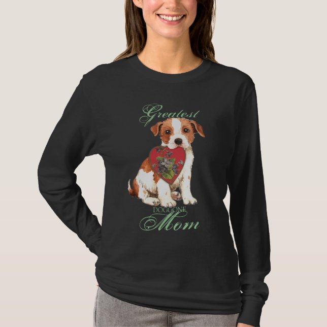 Parson Russell Terrier Heart Mamma Långärmad T-Shi T Shirt (Framsida)
