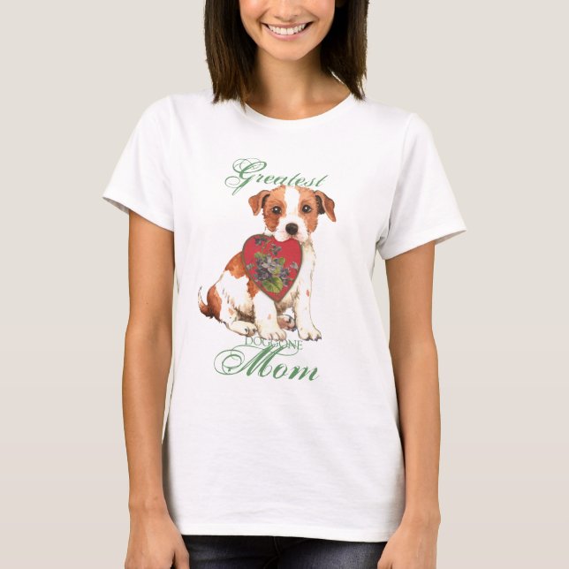 Parson Russell Terrier Heart Mamma T-shirt (Framsida)