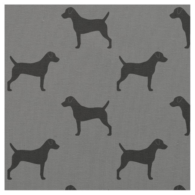 Parson Russell Terrier Silhouettes Grått och Black Tyg (Närbild)