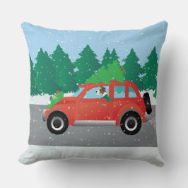 Parson Russell Terrier som kör julbil Kudde