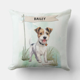 Parson Russell Terrier Watercolor Personalized Dog Kudde