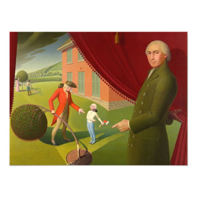 Parson Weems' Fable by Grant Wood Fototryck (Framsidan)