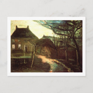 Parsonage at Nuenen av Moonlight, Vincent van Gogh Vykort