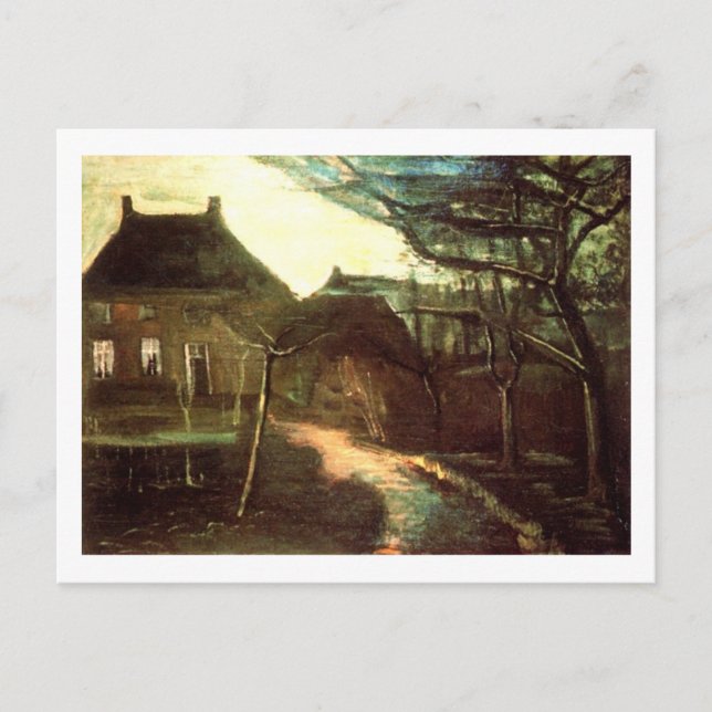 Parsonage at Nuenen av Moonlight, Vincent van Gogh Vykort (Framsida)