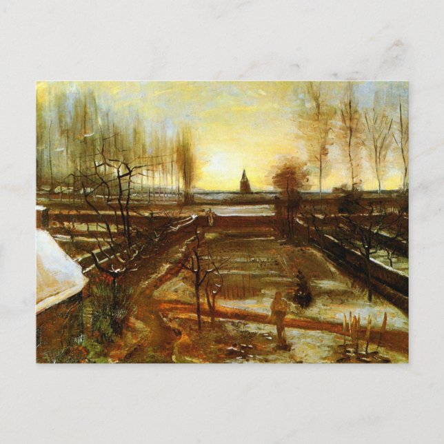 Parsonage Garden i Snö (F67) Van Gogh Fine Art Vykort (Framsida)