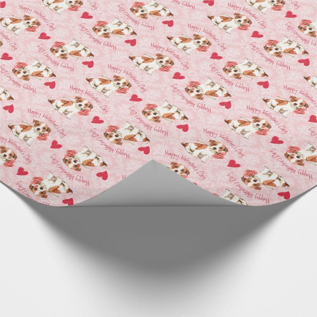 ParsonRussell för valentin rosa Terrier Presentpapper (Hörn)
