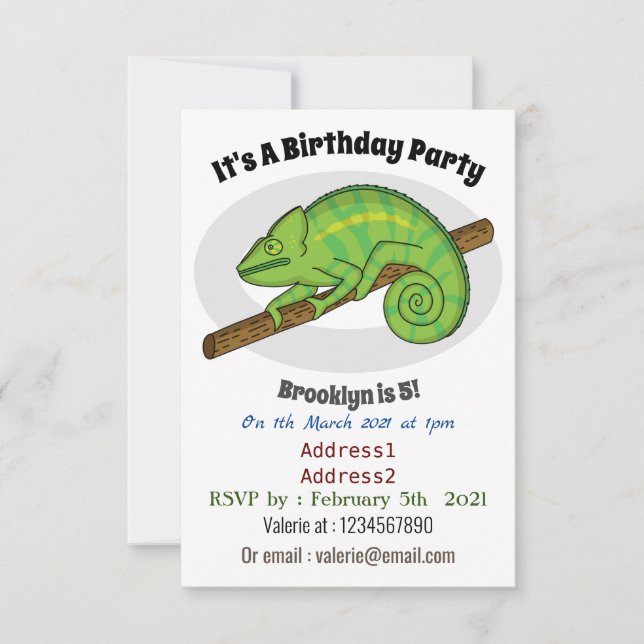 Parsons chameleon-illustration inbjudningar (Framsida)