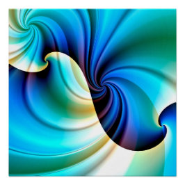 Part of a Wave (turquoise-ultramarine-yellow) Perfect Poster