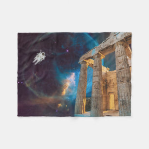 Parthenon Acropolis Greece möter rymden Fleecefilt