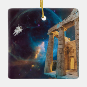 Parthenon Acropolis Greece möter rymden Julgransprydnad Keramik