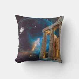 Parthenon Acropolis Greece möter rymden Kudde