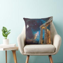 Parthenon Acropolis Greece möter rymden Kudde