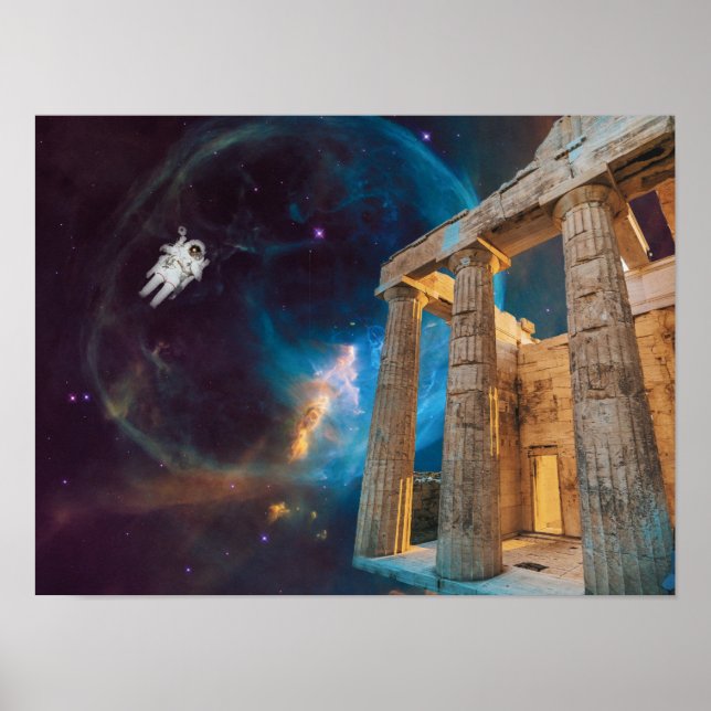 Parthenon Acropolis Greece möter rymden Poster (Framsidan)