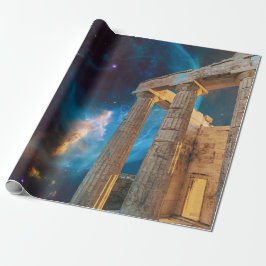 Parthenon Acropolis Greece möter rymden Presentpapper