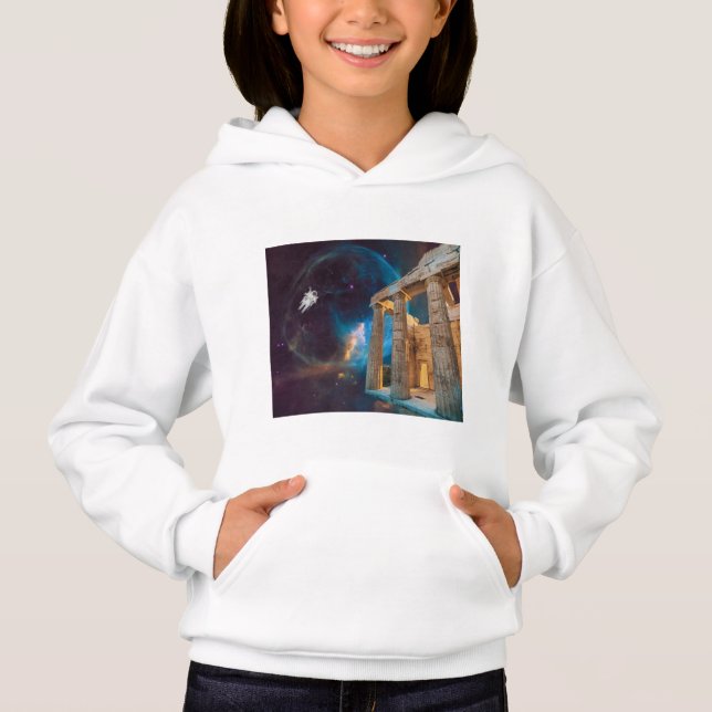 Parthenon Acropolis Greece möter rymden T Shirt (Framsida)