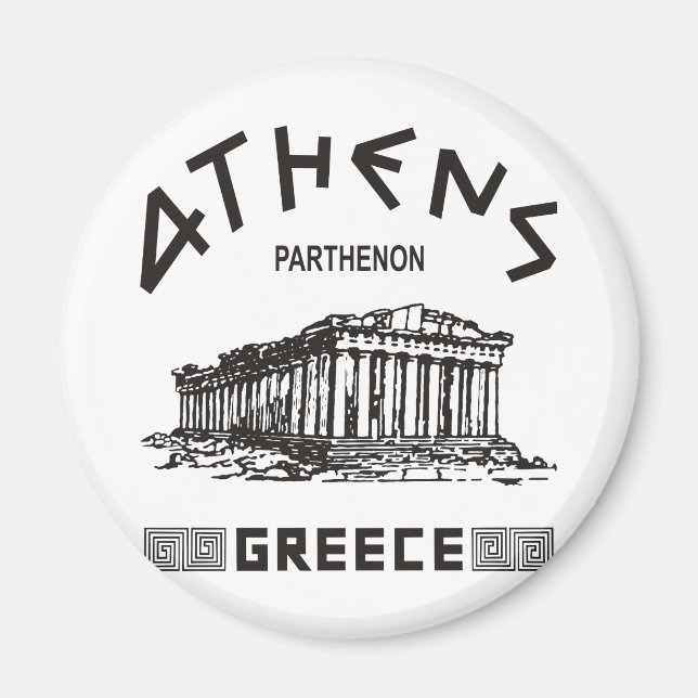 Parthenon - Aten - Grek (svart) Magnet (Framsidan)