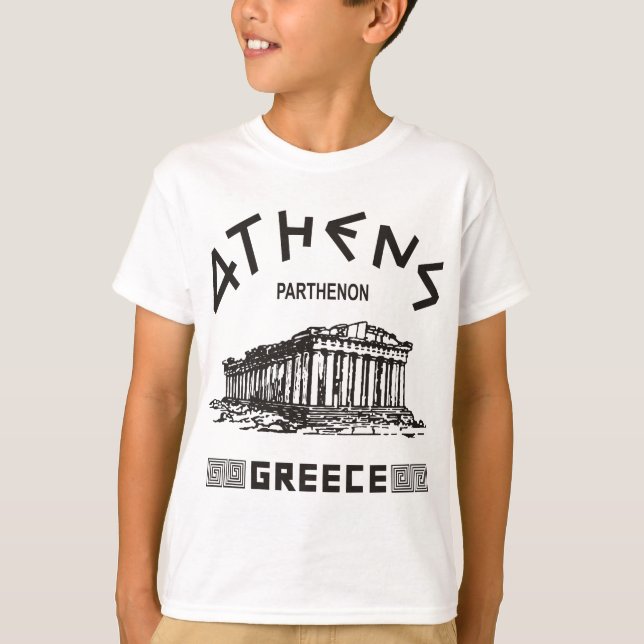 Parthenon - Aten - Grek (svart) Tee (Framsida)
