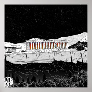 Parthenon Aten Grekland Poster