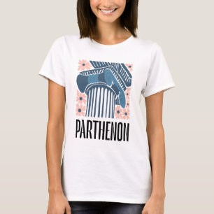 Parthenon Atens grekiska abstrakt resekonst blommi T Shirt