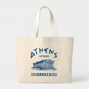 Parthenon - Athens - grek (blått) Jumbo Tygkasse
