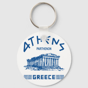 Parthenon - Athens - grek (blått) Nyckelring