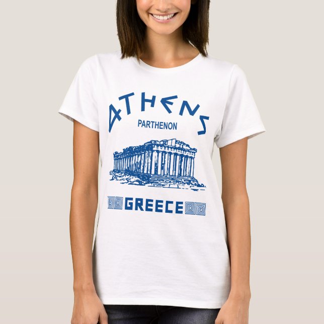 Parthenon - Athens - grek (blått) T-shirt (Framsida)