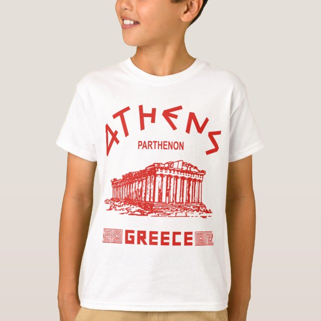 Parthenon - Athens - (röd) grek, T-shirt (Framsida)
