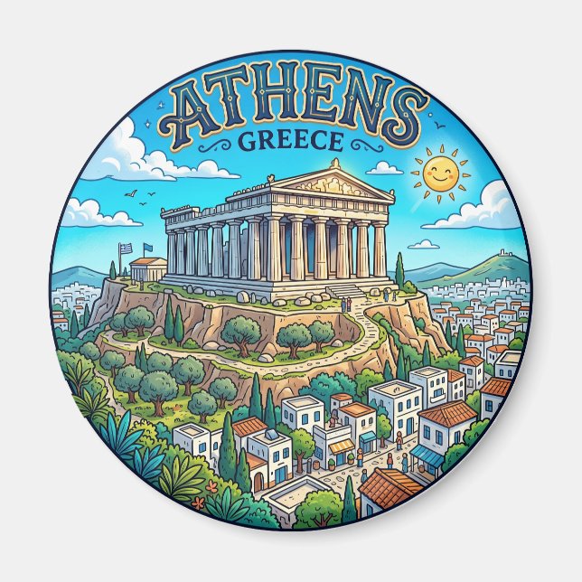 Parthenon Grekland Magnet (Framsidan)