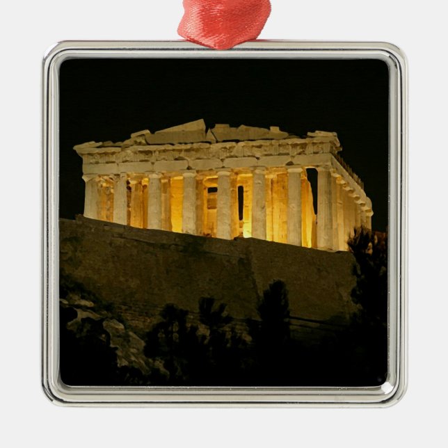 Parthenon på natten julgransprydnad metall (Framsidan)