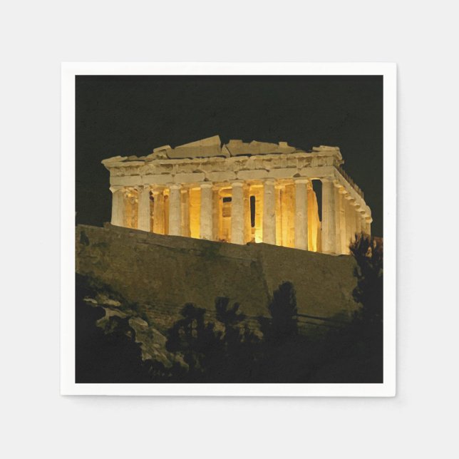 Parthenon på natten pappersservett (Framsidan)
