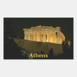Parthenon på natten rektangulärt klistermärke