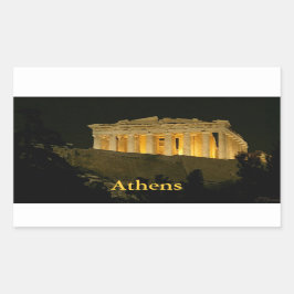 Parthenon på natten rektangulärt klistermärke