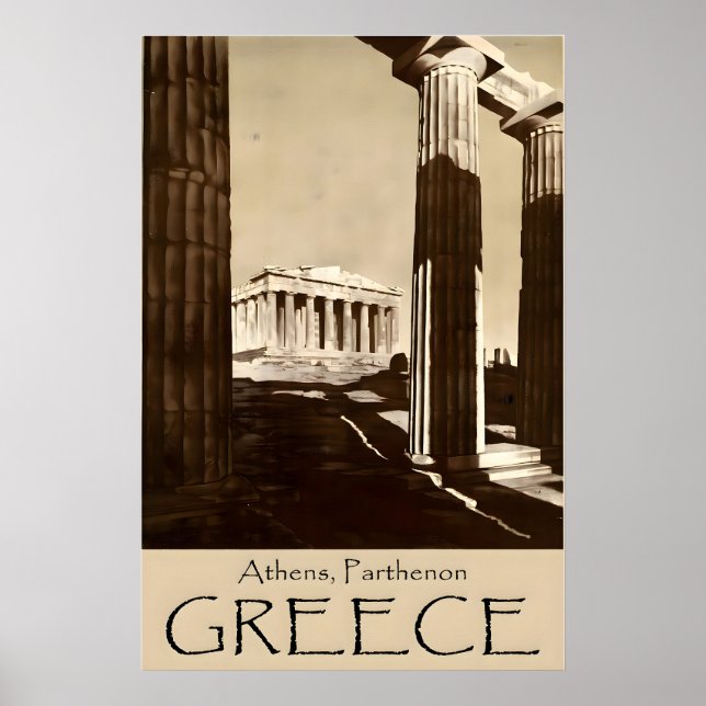 Parthenon tryck Aten konst Grekland Resa Poster (Framsidan)