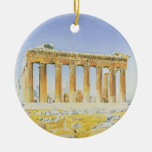 Parthenonen, c.1834 (över rita w/c på papper), julgransprydnad keramik