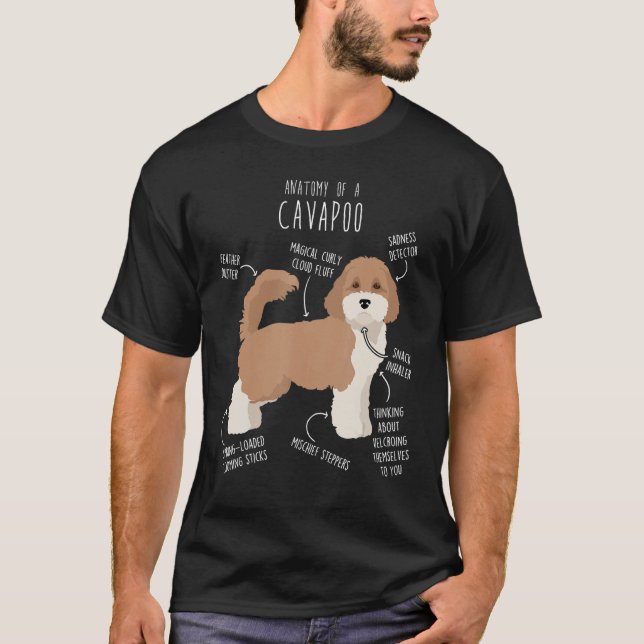 Parti Cavapoo Hund Anatomy Cute Funny Cavoodle Pet T Shirt (Framsida)