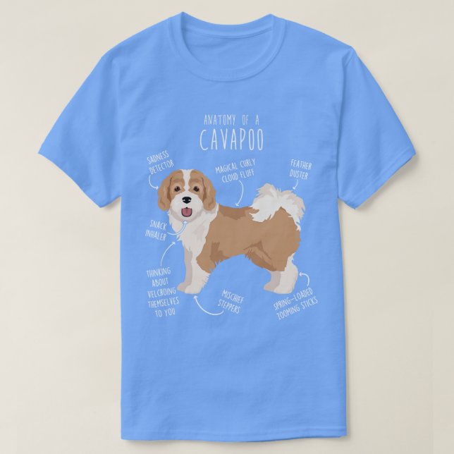 Parti Cavapoo Hund Anatomy T Shirt (Design framsida)