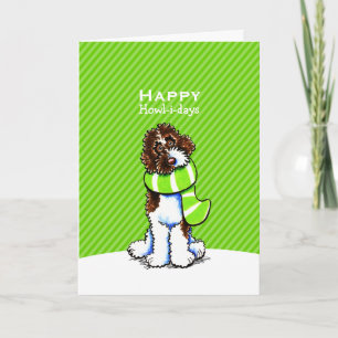 Parti Labradoodle Scarf Julens Grönt Anpassningsba Helgkort