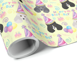 Parti Poodle Birthday Gift Wrapping Paper Yellow Presentpapper
