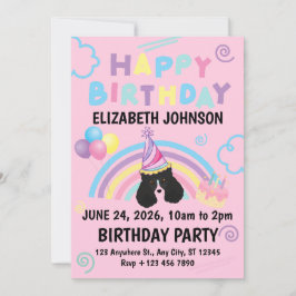 Parti Poodle Birthday Party Invitation Pink Inbjudningar