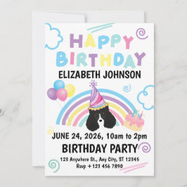 Parti Poodle Birthday Party Invitation White Inbjudningar